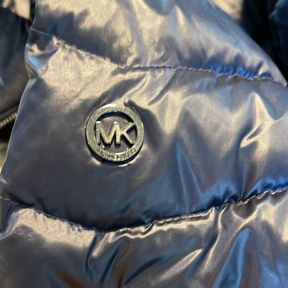 Michael Kors Womens Full Zip Faux Fur Collar Hooded Down Puffer Coat Navy Small - Picture 5 of 9